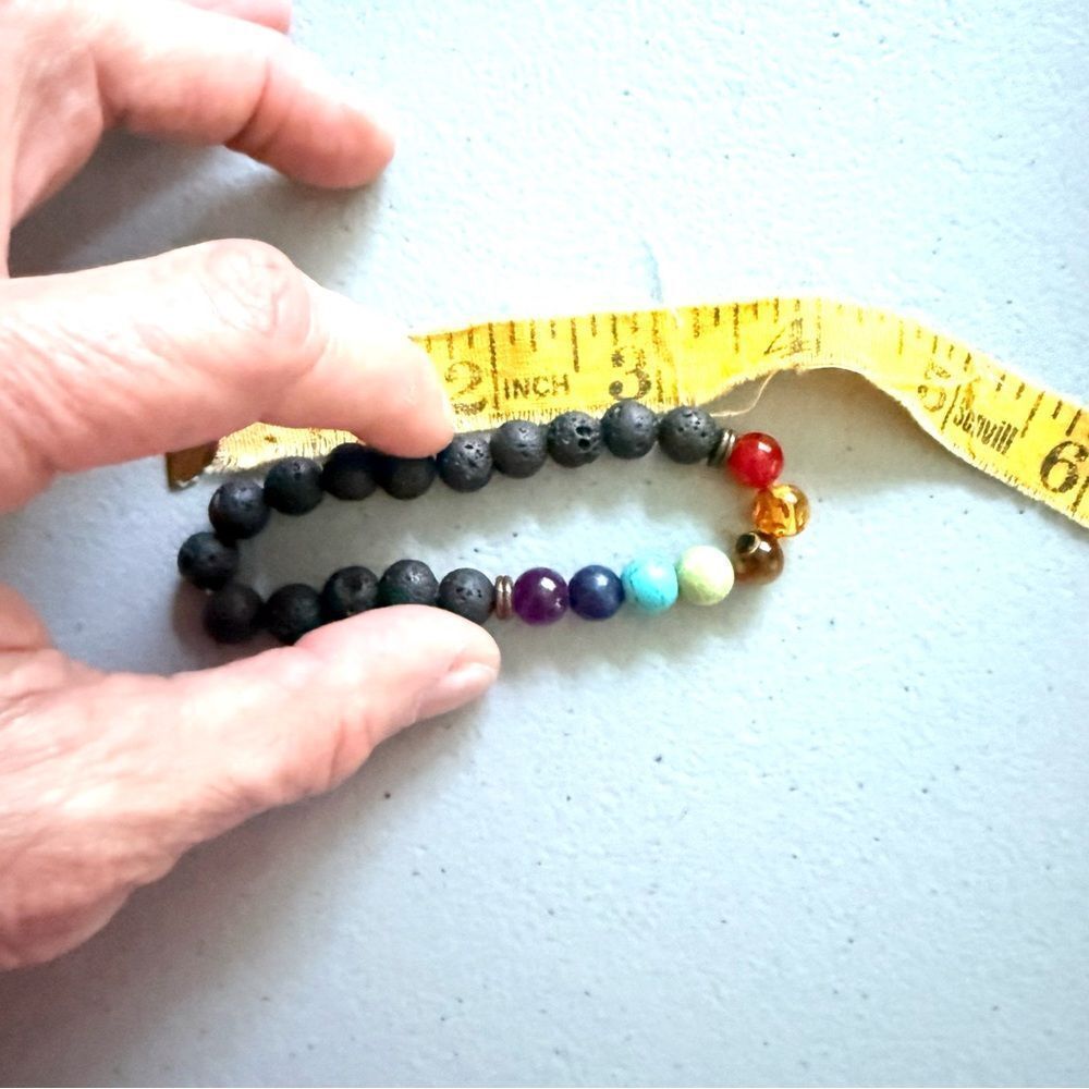 (3) Essential Oil Diffuser Chakra Lava Rock Bracelets - Picture 8 of 8